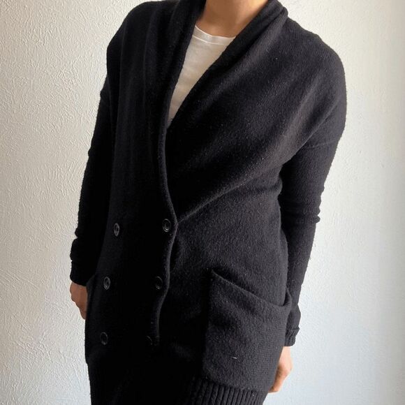 BCBG Max Azria Black Wool cashmere button down Cardigan Sweater duster shawl XS - Picture 6 of 13